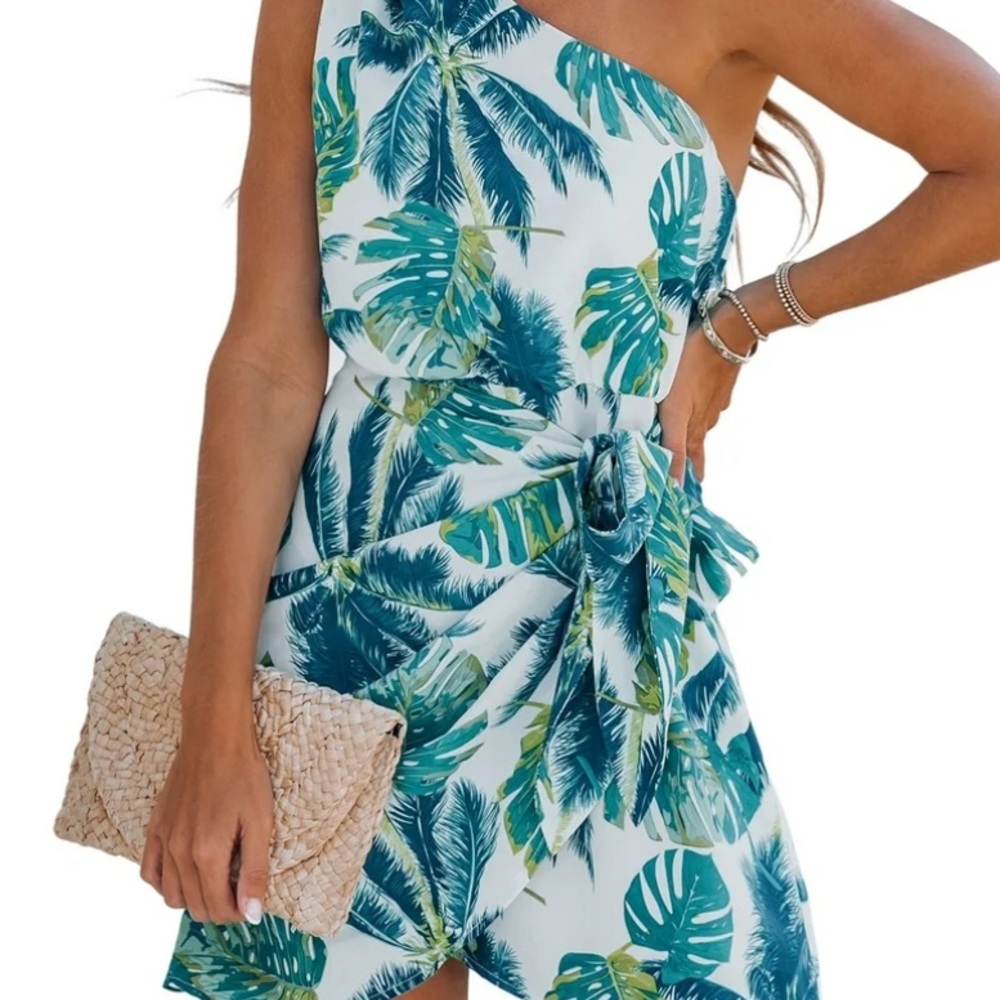 Tropical One-Shoulder Dress